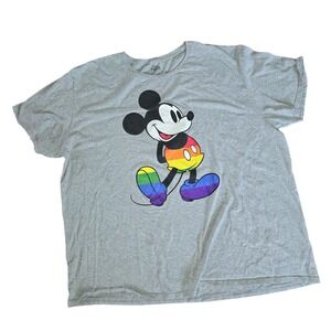 Disney Pride Collection Mickey Mouse Rainbow Graphic Tee Gray 3XL